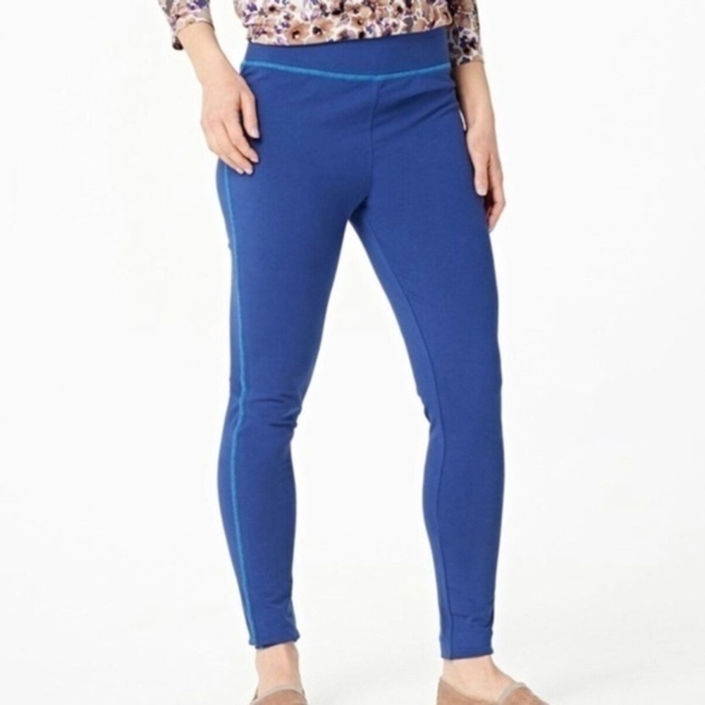 New Logo Lori Goldstein Layers Contrast Stitch Leggings 5X